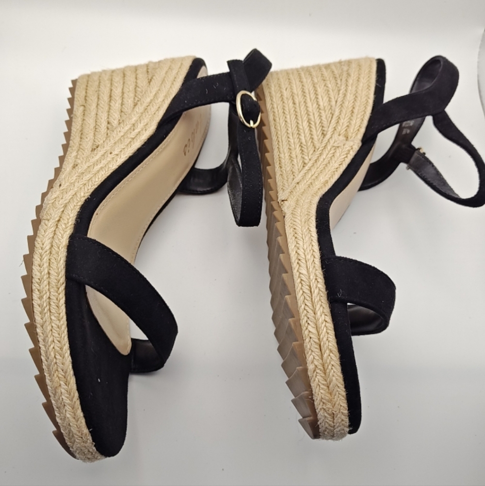 Ankis Black Espadrille Wedge Sandals 7.5 - Picture 10 of 12
